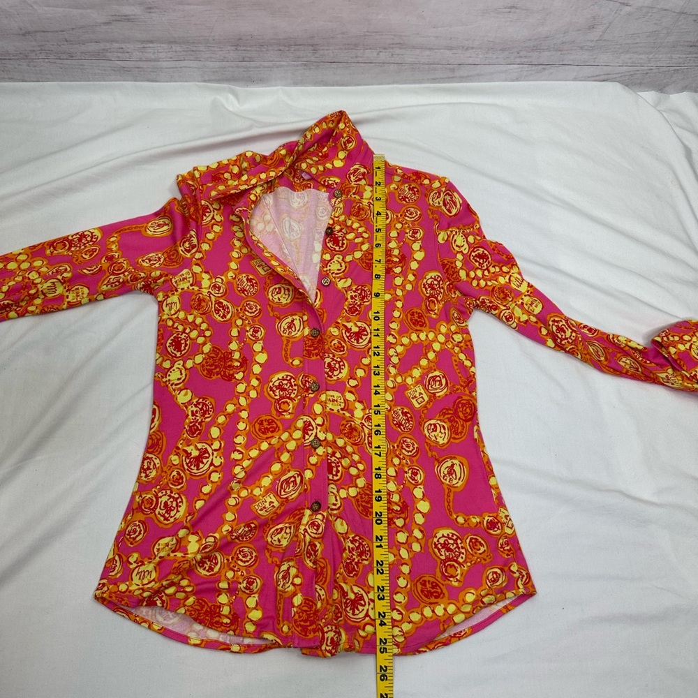 Lilly Pulitzer Pink Button Up Blouse Size S - Picture 5 of 7